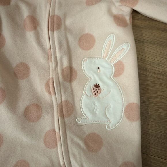 NWT Carters micro fleece pink polka dot footie pajamas 3M - Picture 2 of 3